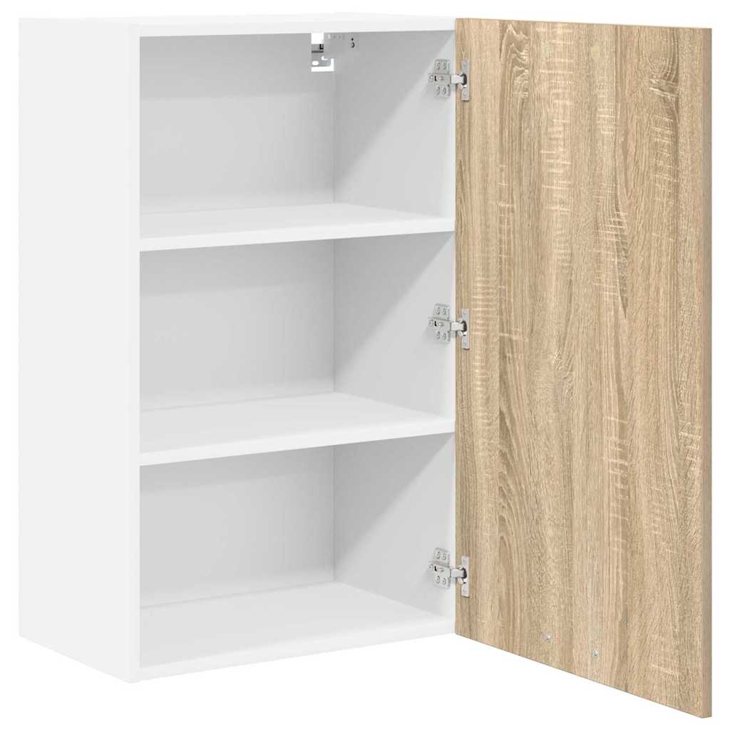 Hanging Cabinet Riga Sonoma Oak and White 50 x 31 x 80 cm
